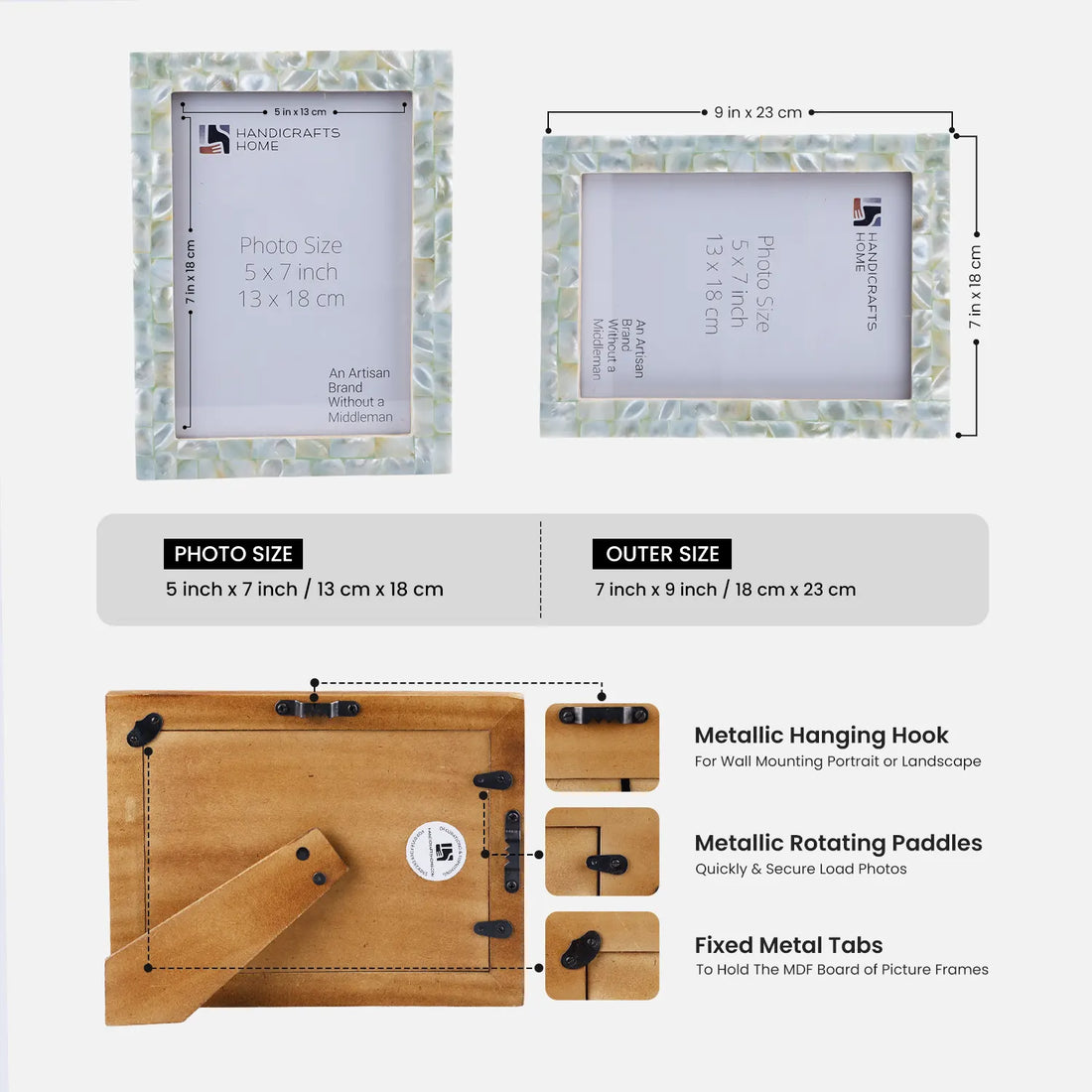 Picture Frame Mother of Pearl Collection Green 3 Sizes