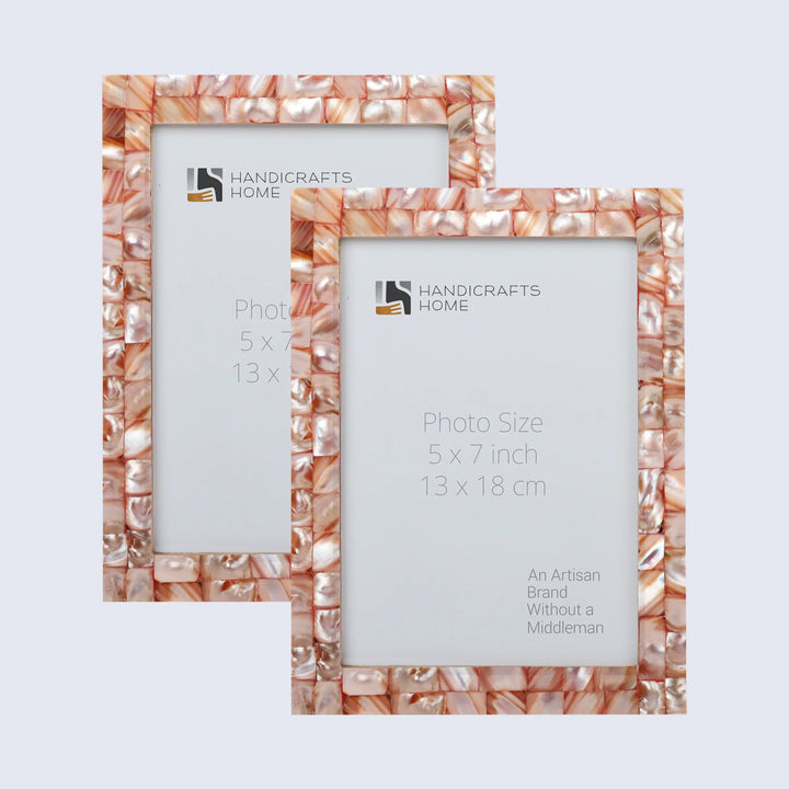 Picture Frame Mother of Pearl Collection  Pack of 2 Pink - 3 Sizes