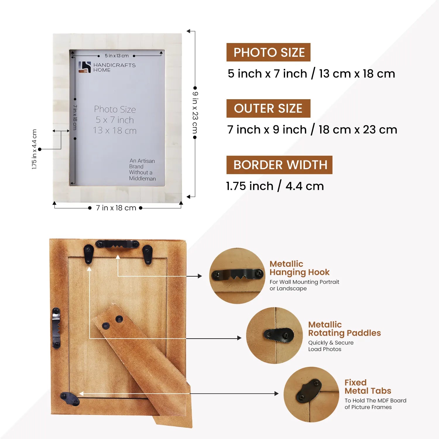 Picture Frame Classic Pattern Collection Bone Inlay White – 3 Sizes