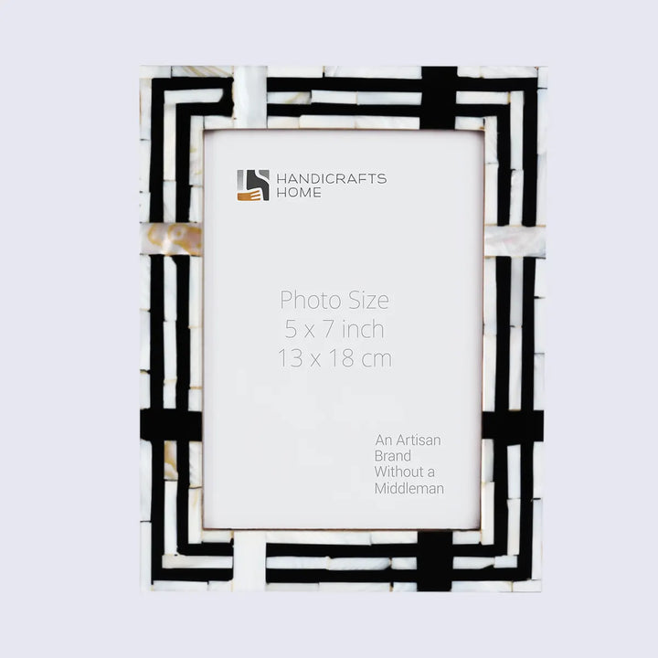 Picture Frames Pearlescent Motif Pattern Collection Mother of Pearl Resin Inlay Black 3 Sizes