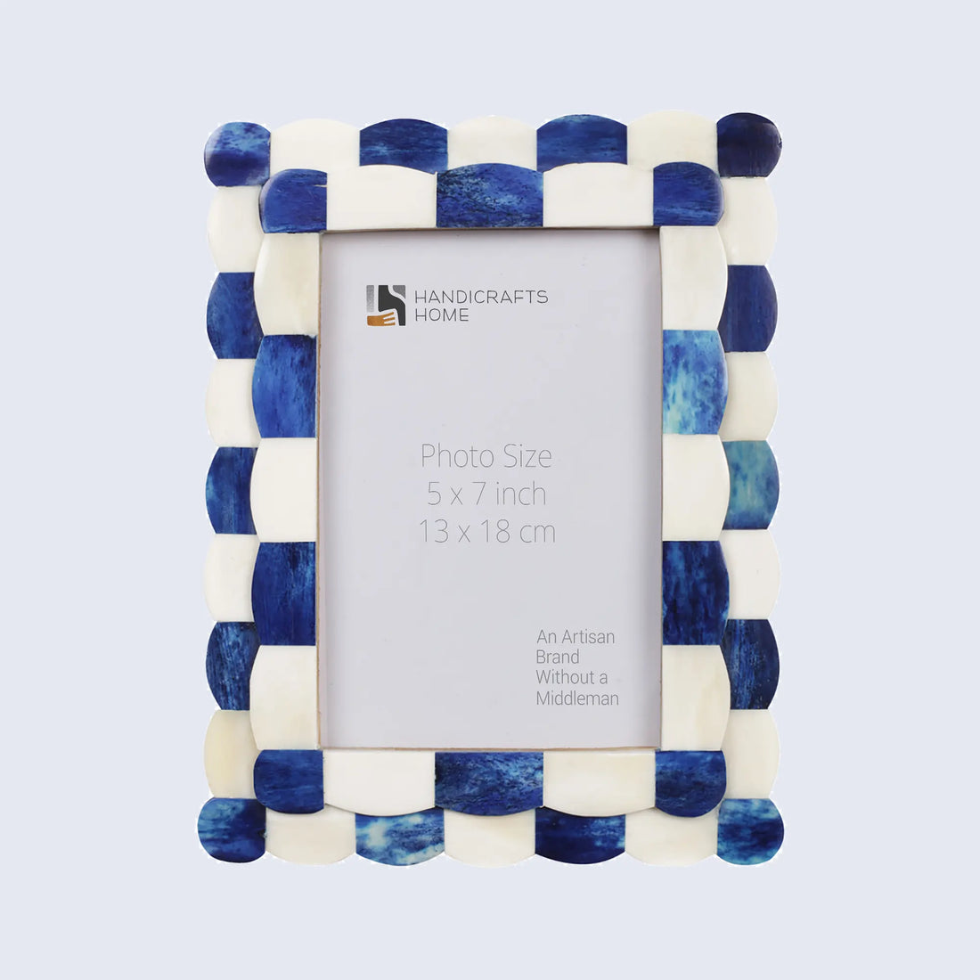 Picture Frame Set of 5 Scalloped Pattern Collection Bone Inlay – Blue & White
