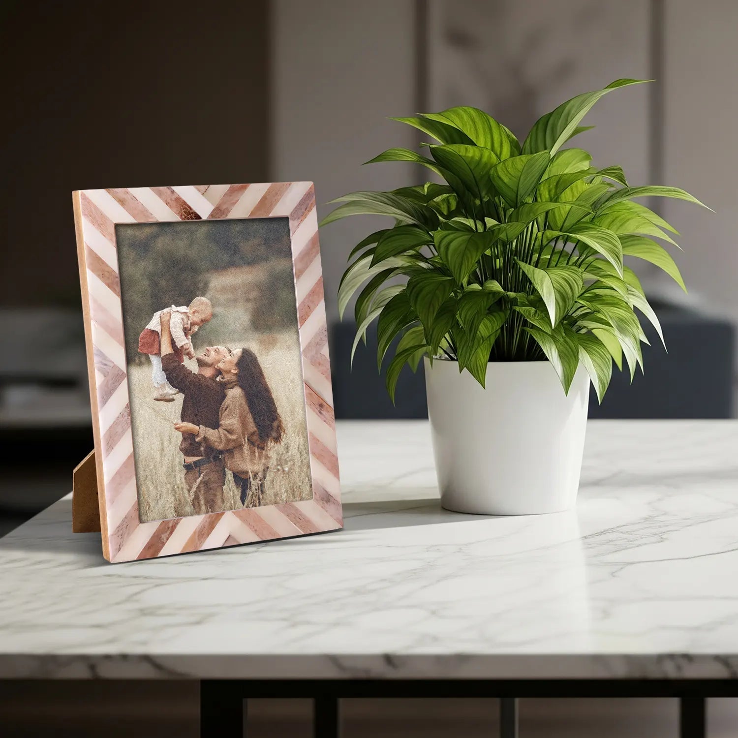Picture Frame Chevron Collection Bone Inlay Brown 4 Sizes