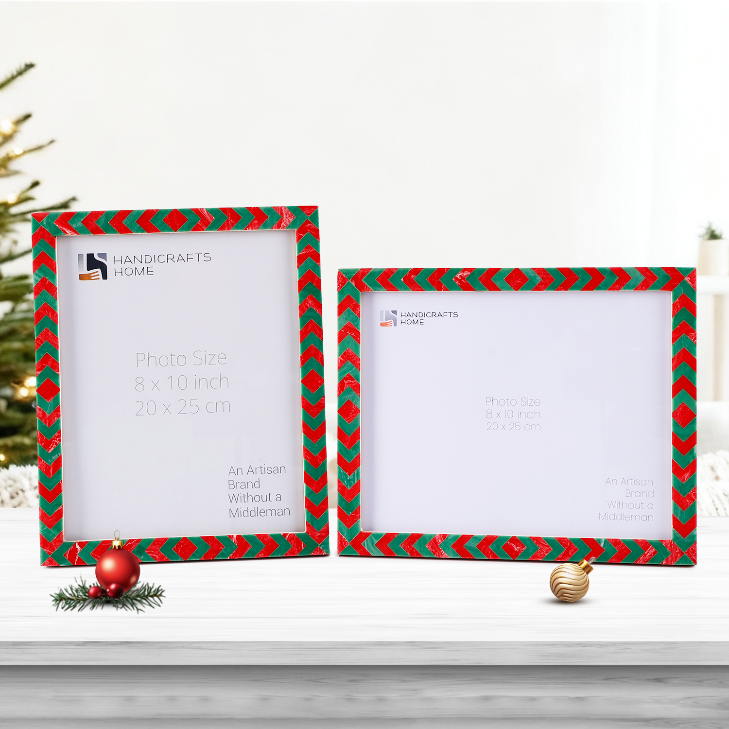 Picture Frame Lisbon Piri Collection Resin Inlay, Red & White – 3 sizes (Pack of 2)