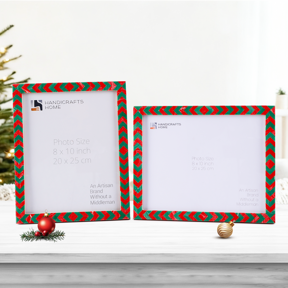 Picture Frame Lisbon Piri Collection Resin Inlay, Red & White – 3 sizes (Pack of 2)