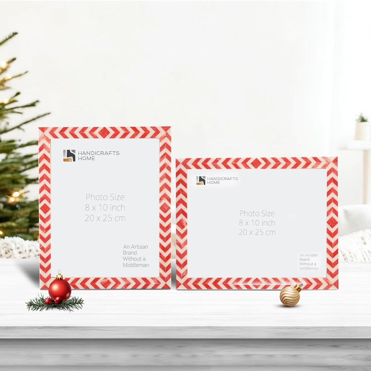 Picture Frame Lisbon Piri Collection Resin Inlay, Red & White – 3 sizes (Pack of 2)