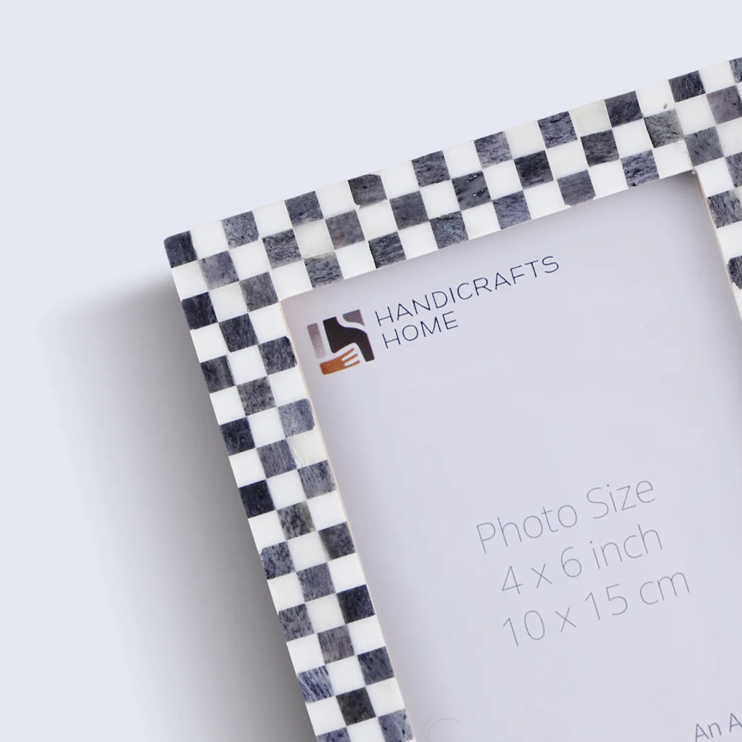 Picture Frame Checkered Pattern Collection Bone Inlay Grey 3 Sizes