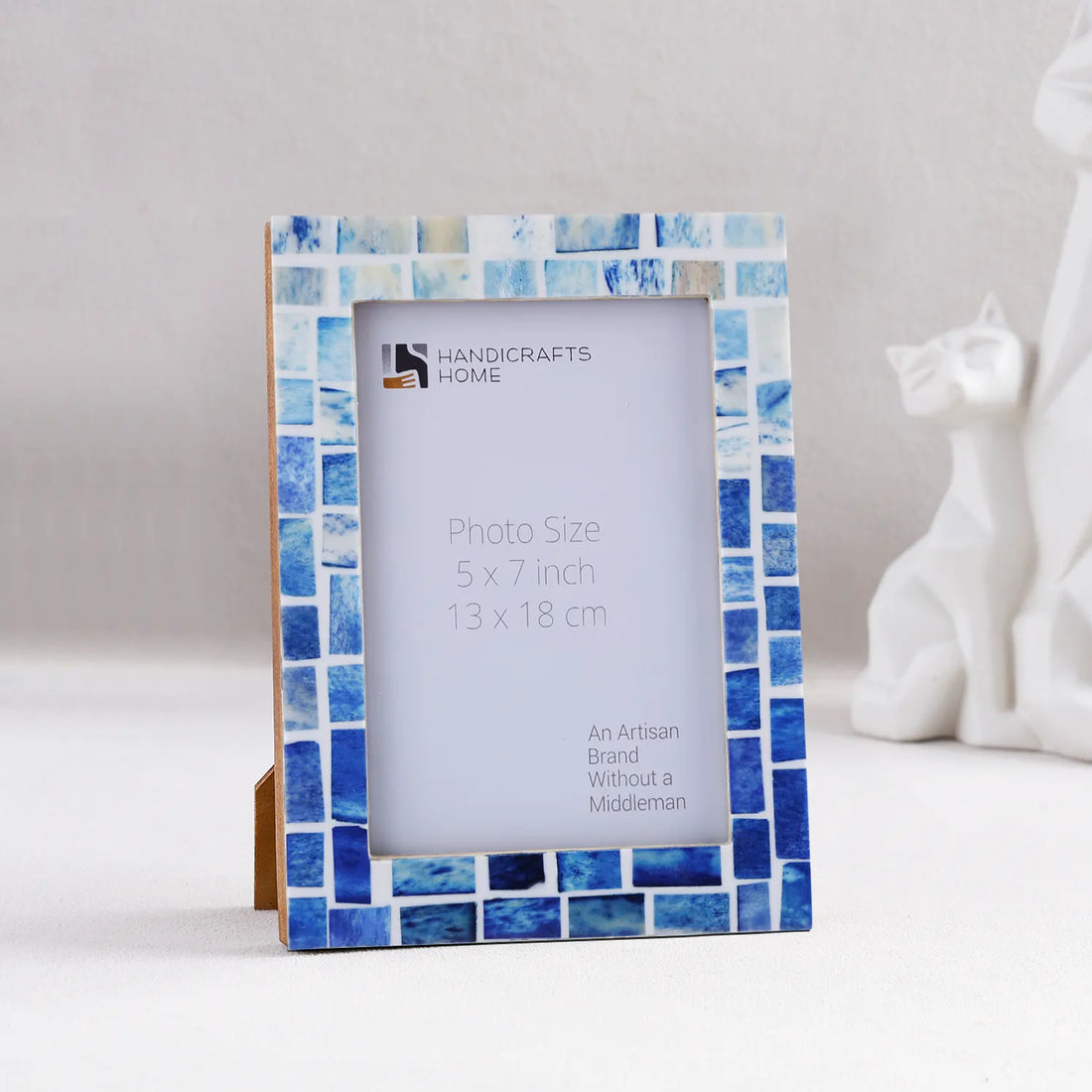 Picture Frame Indigo Mosaic Collection Bone Inlay - Blue, 4x6 & 5x7