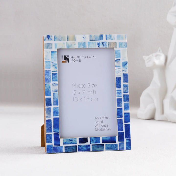 Picture Frame Indigo Mosaic Collection Bone Inlay - Blue, 4x6 & 5x7