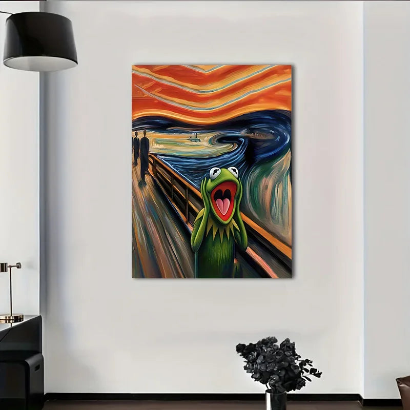 Modern Abstract Screaming Frog Canvas Wall Art Home Decor