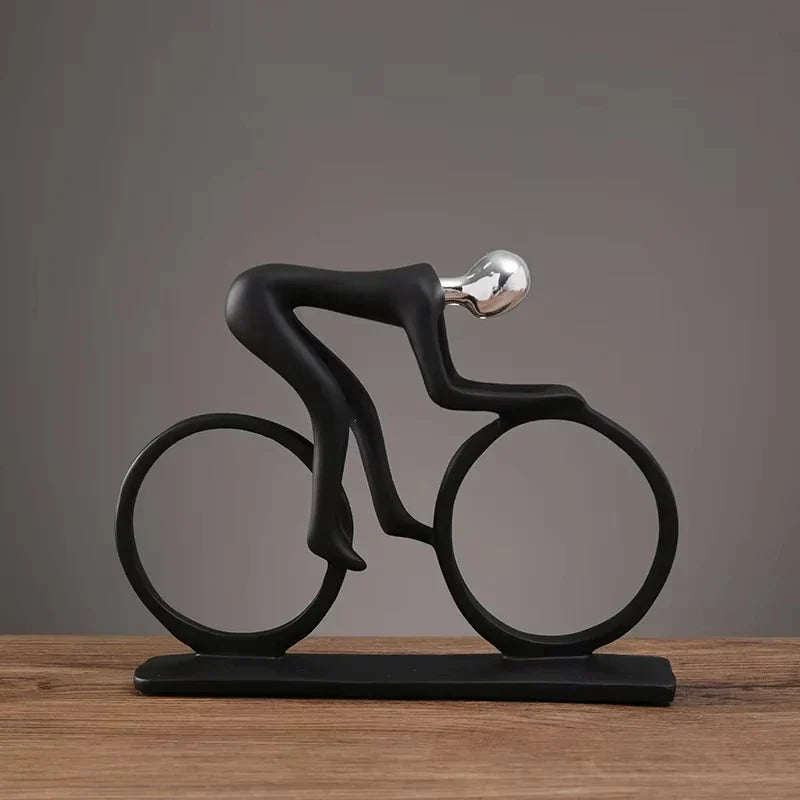 Modern Abstract Resin Cyclist Statue Bike Rider Figurine Home Decor