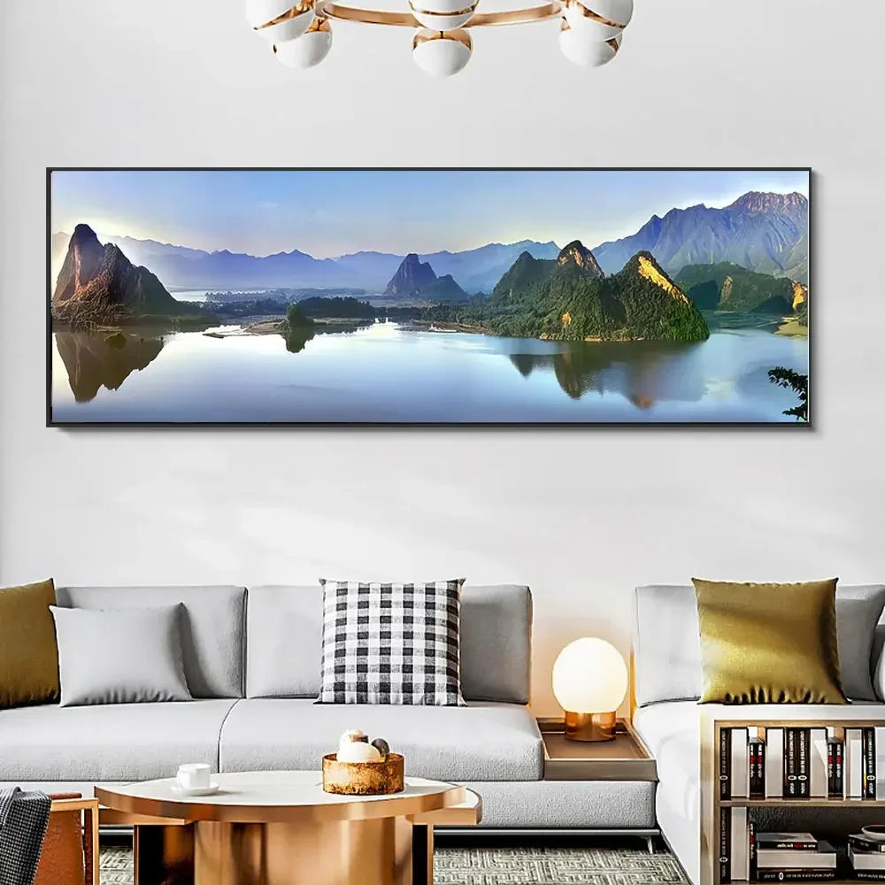 Modern Minimalist Seaside Goldenwood Bridge Landscape Canvas Wall Art Decor