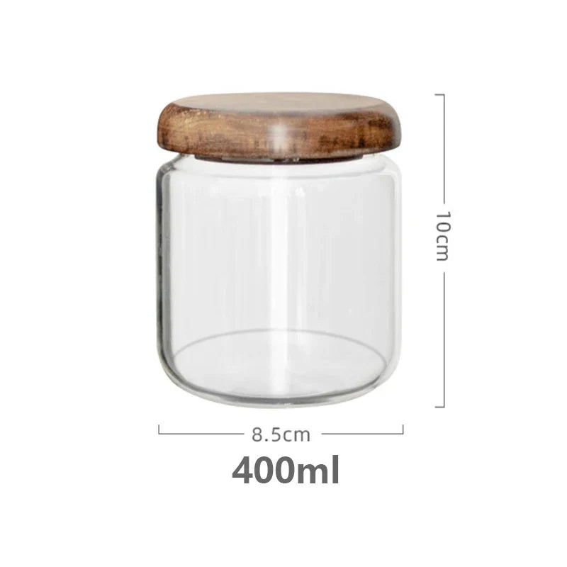 Glass Food Storage Jar With Acacia Wood Lid Airtight Container