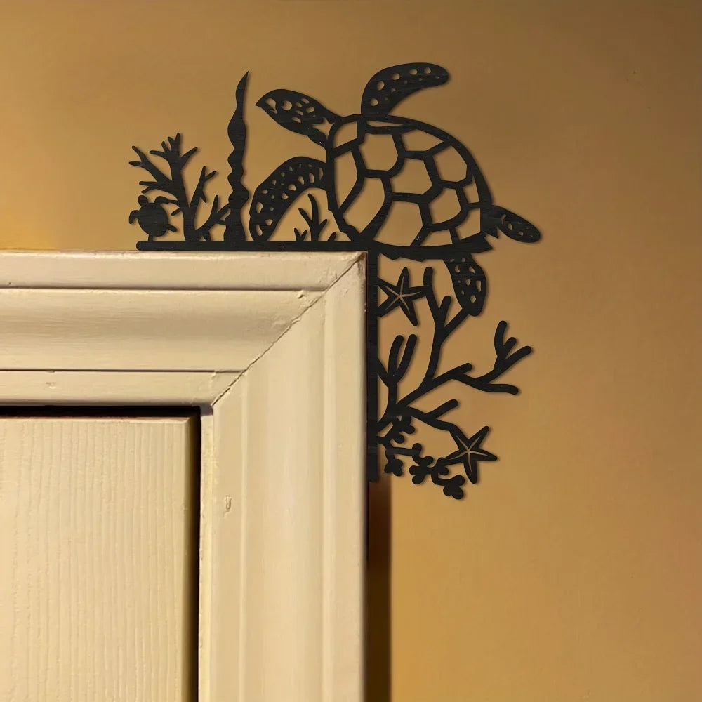 Black Metal Marine Animal Door Frame Decor Nautical Wall Art