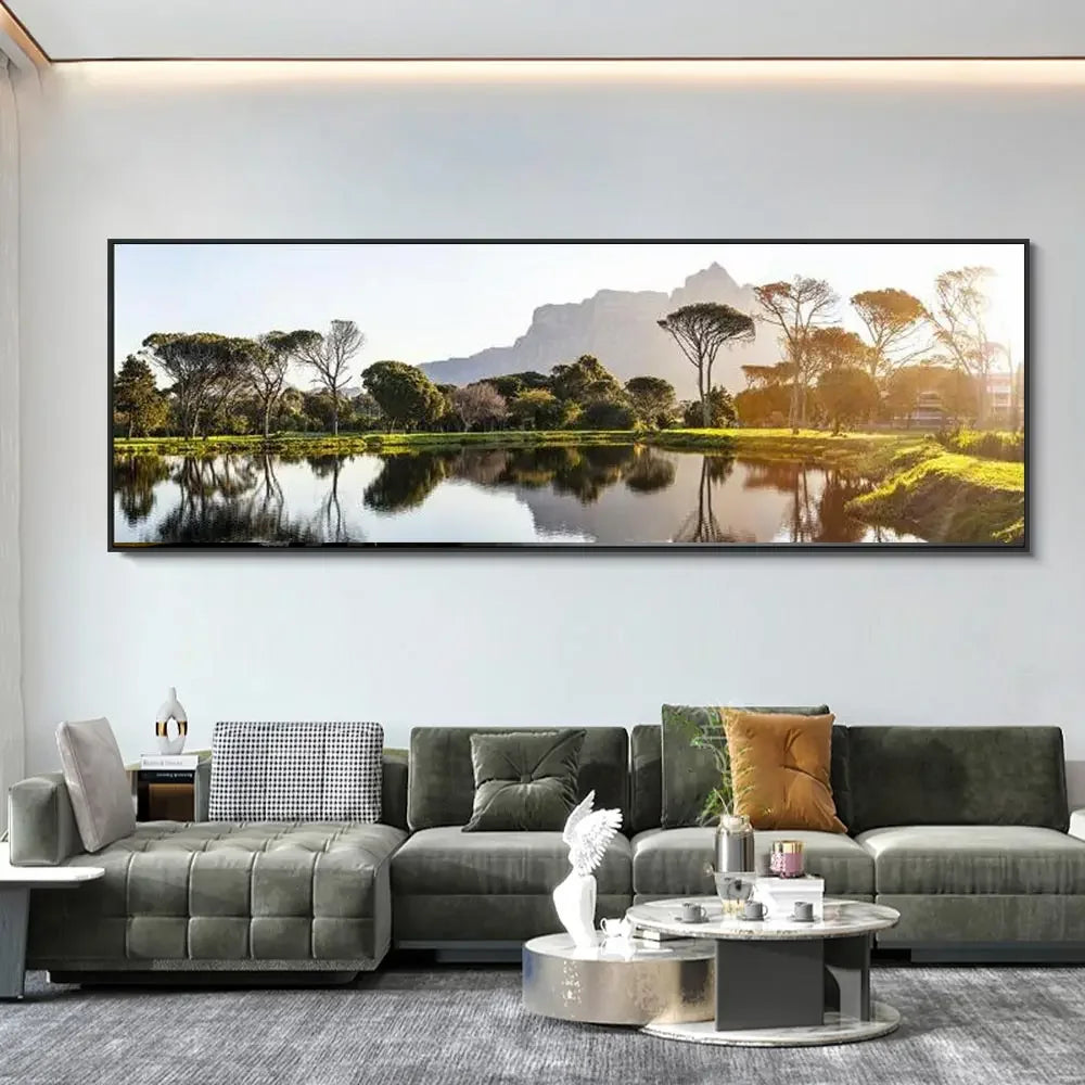 Modern Minimalist Seaside Goldenwood Bridge Landscape Canvas Wall Art Decor