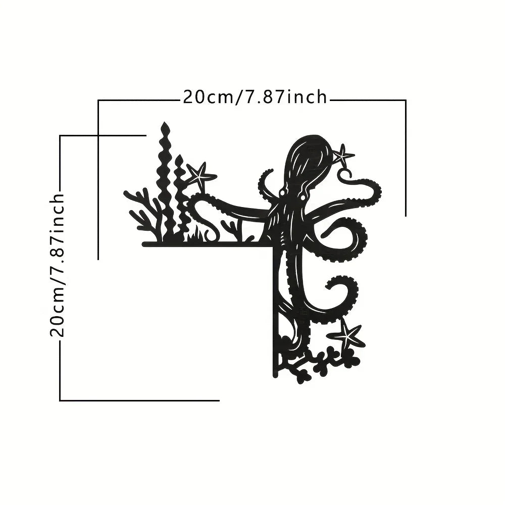 Black Metal Marine Animal Door Frame Decor Nautical Wall Art