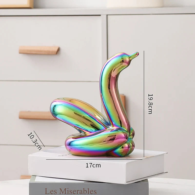 Nordic Ceramic Swan Sculpture Elegant Animal Figurine Home Decor