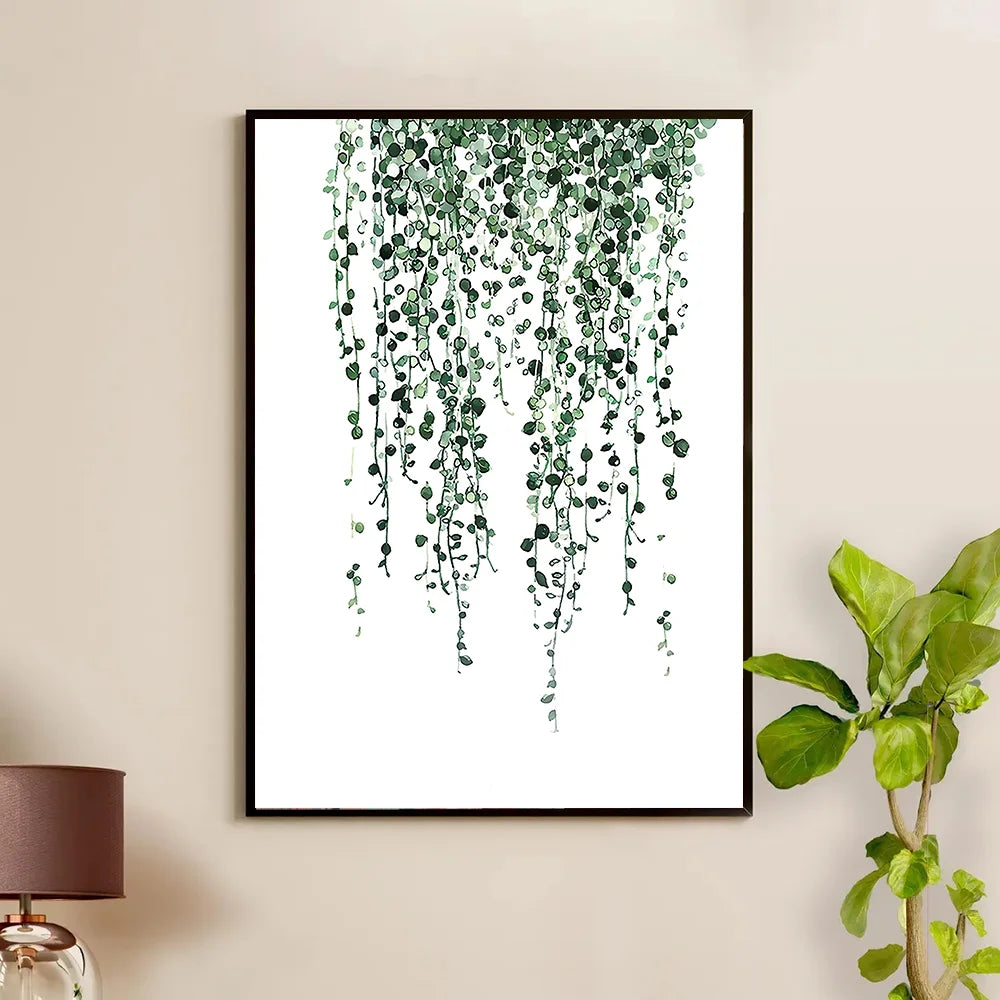 Nordic Green Plants Canvas Monstera Fern Banana Leaf Wall Art
