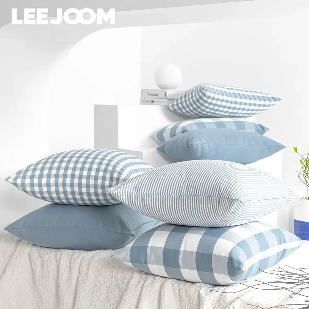 1PC Light Blue Plaid Baby Pillow Cover Sofa Home Decor