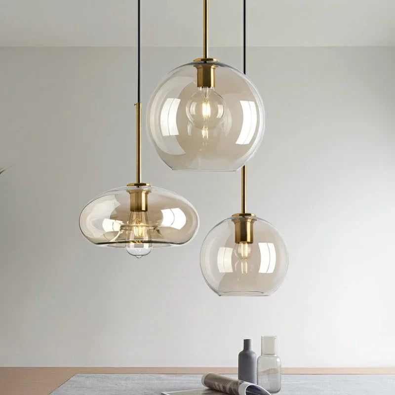 LED Glass Chandelier Light Fixture