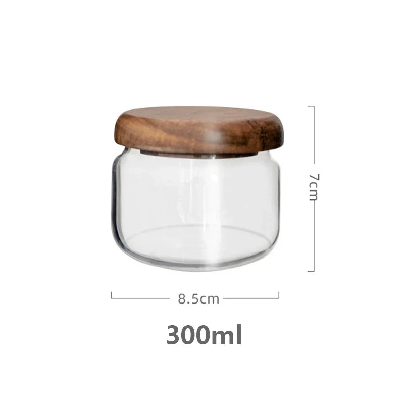 Glass Food Storage Jar With Acacia Wood Lid Airtight Container