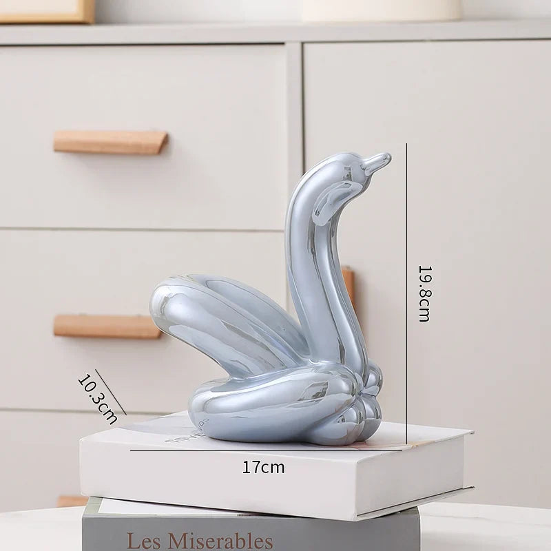 Nordic Ceramic Swan Sculpture Elegant Animal Figurine Home Decor