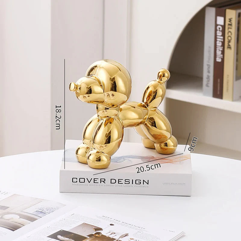 Ceramic Dog Figurine Nordic Animal Sculpture Home Office Decor