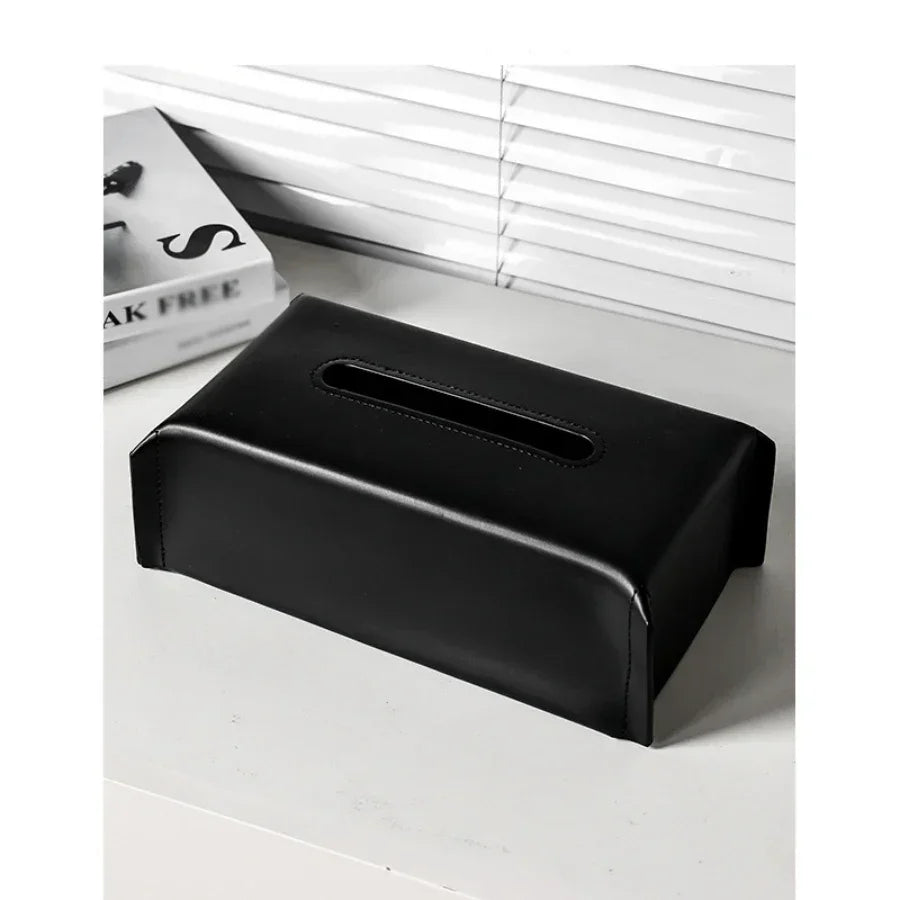 Woven Leather Tissue Box Holder Luxury Napkin Case Home Decor