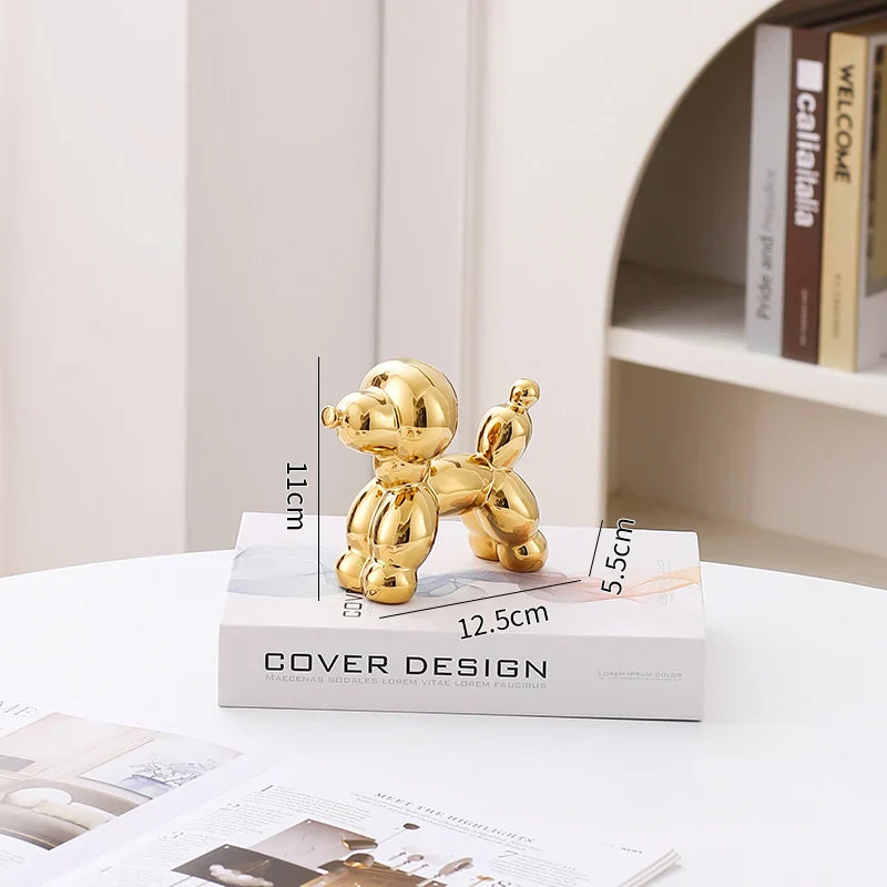 Ceramic Dog Figurine Nordic Animal Sculpture Home Office Decor