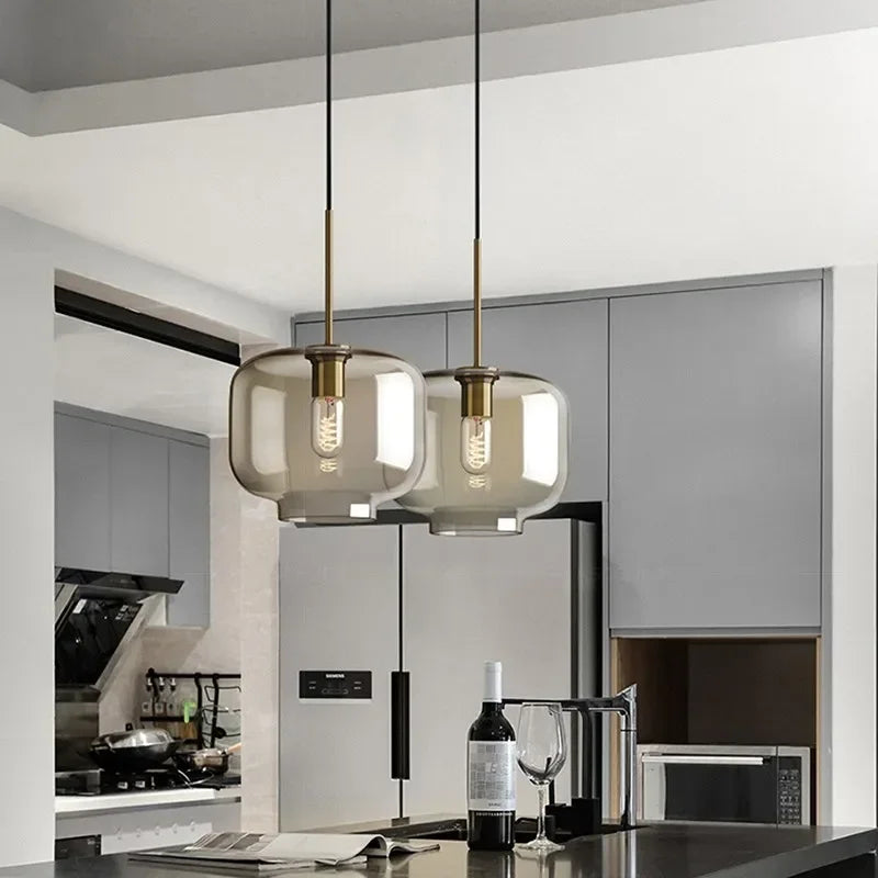 LED Glass Chandelier Light Fixture