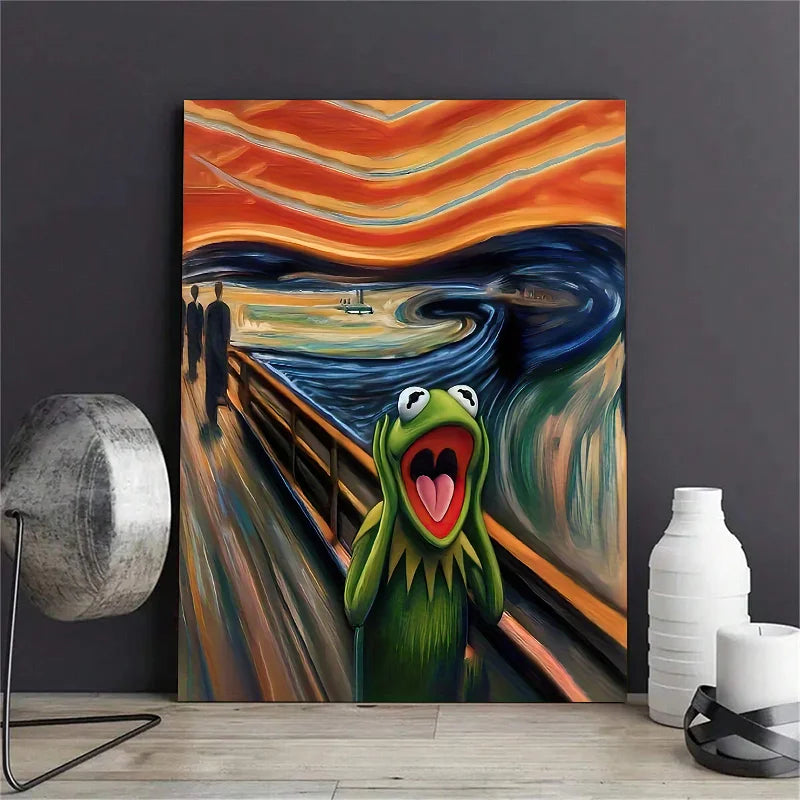 Modern Abstract Screaming Frog Canvas Wall Art Home Decor