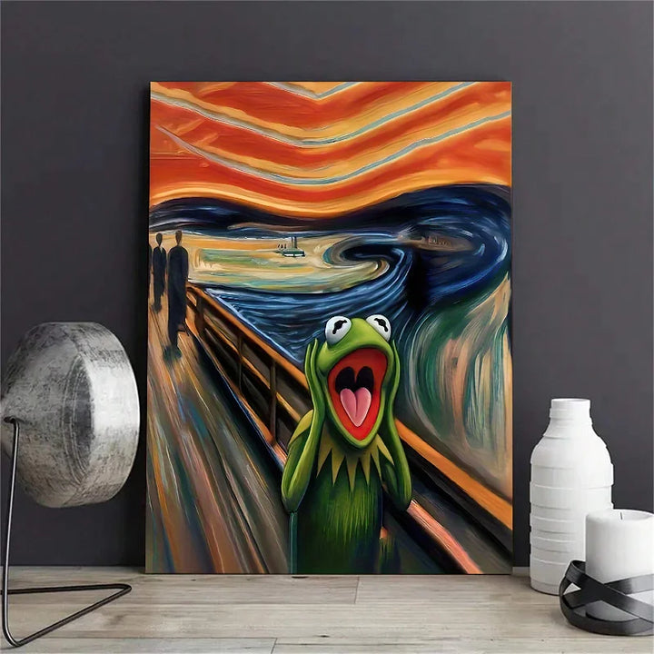 Modern Abstract Screaming Frog Canvas Wall Art Home Decor