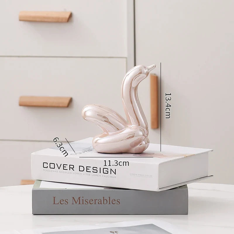 Nordic Ceramic Swan Sculpture Elegant Animal Figurine Home Decor
