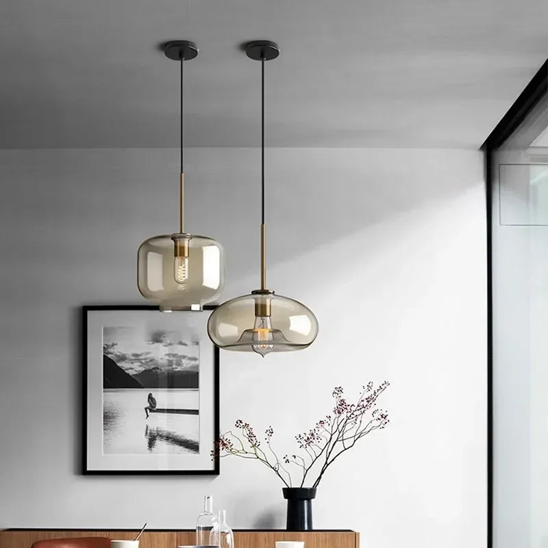 LED Glass Chandelier Light Fixture