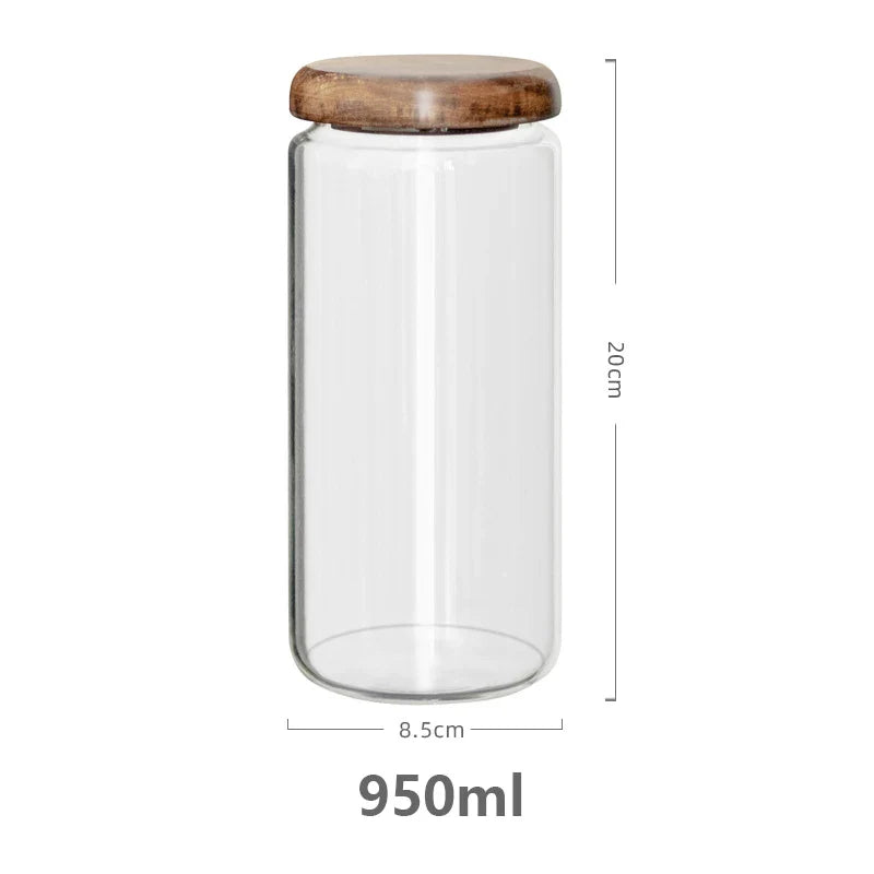 Glass Food Storage Jar With Acacia Wood Lid Airtight Container