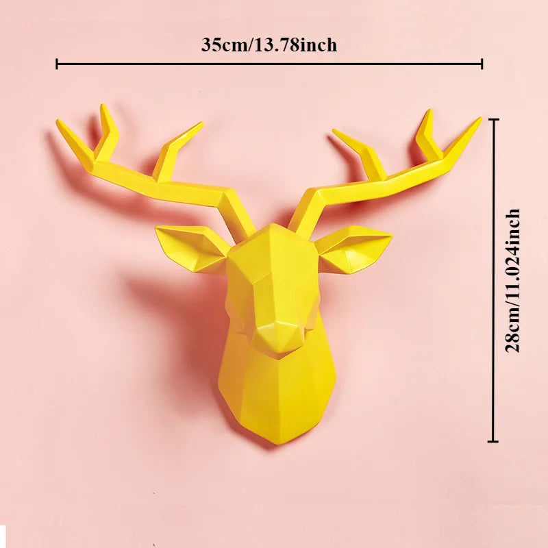 Decorative Resin Elk Head Wall Mount Animal Hook Home Decor