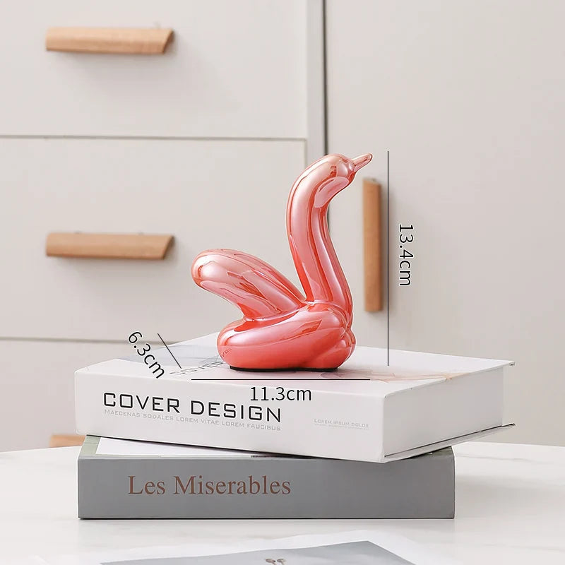 Nordic Ceramic Swan Sculpture Elegant Animal Figurine Home Decor