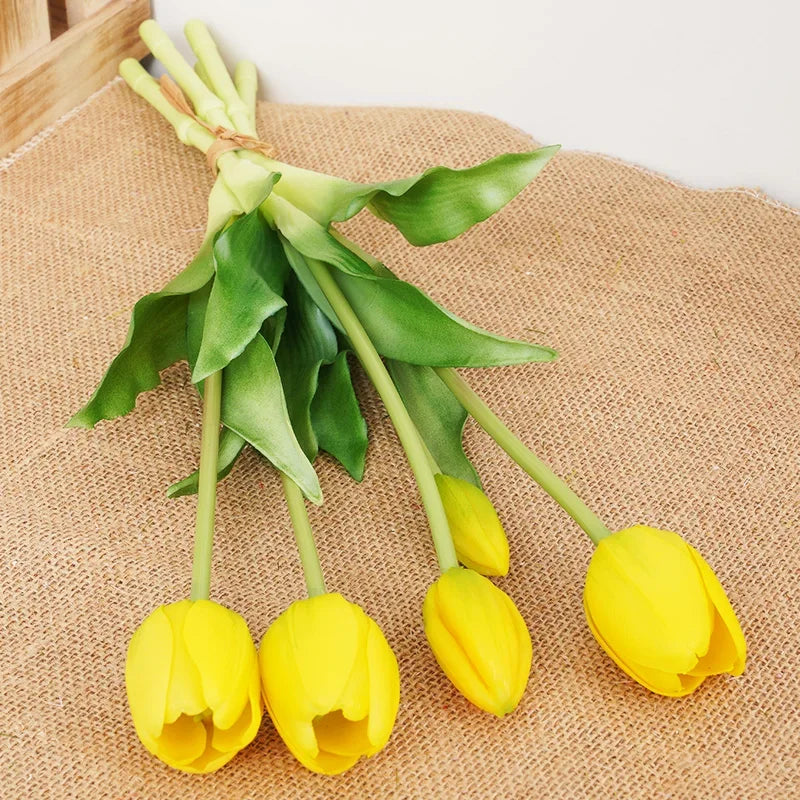 Silicone Real Touch Tulip Bouquet Artificial Flower Home Decoration