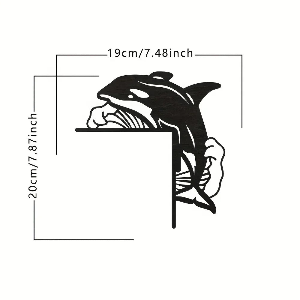 Black Metal Marine Animal Door Frame Decor Nautical Wall Art