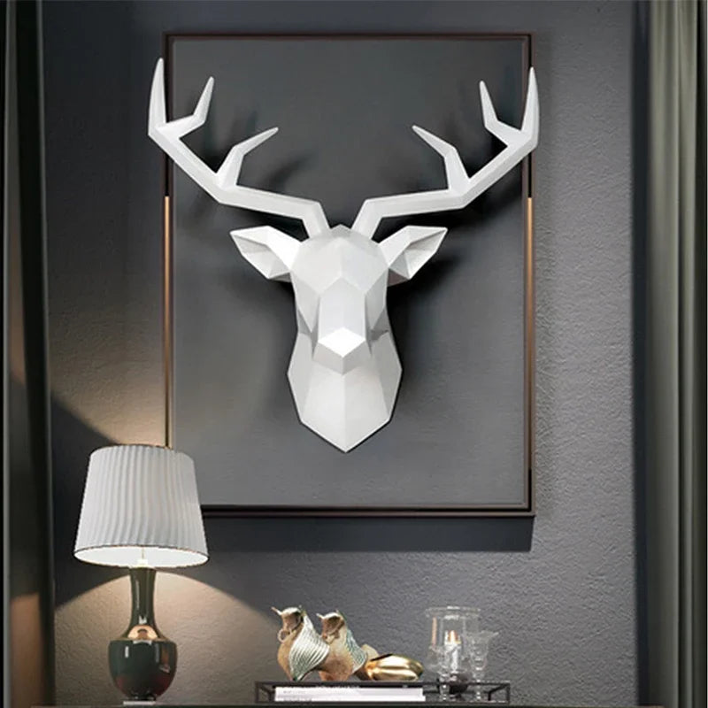 Decorative Resin Elk Head Wall Mount Animal Hook Home Decor