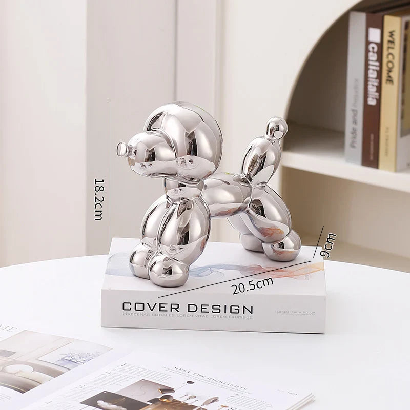 Ceramic Dog Figurine Nordic Animal Sculpture Home Office Decor
