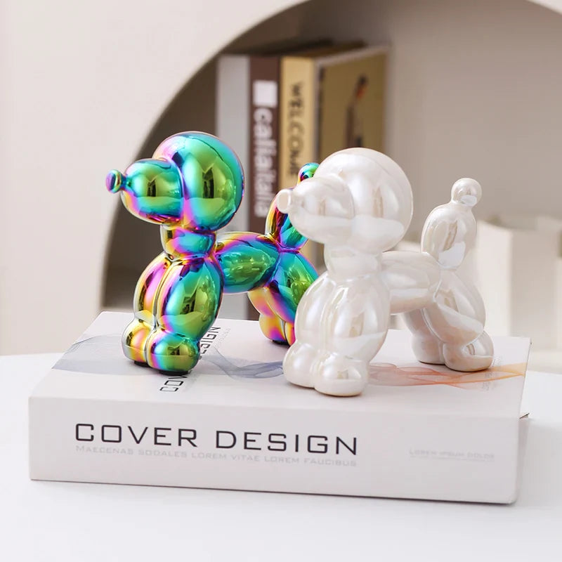 Ceramic Dog Figurine Nordic Animal Sculpture Home Office Decor