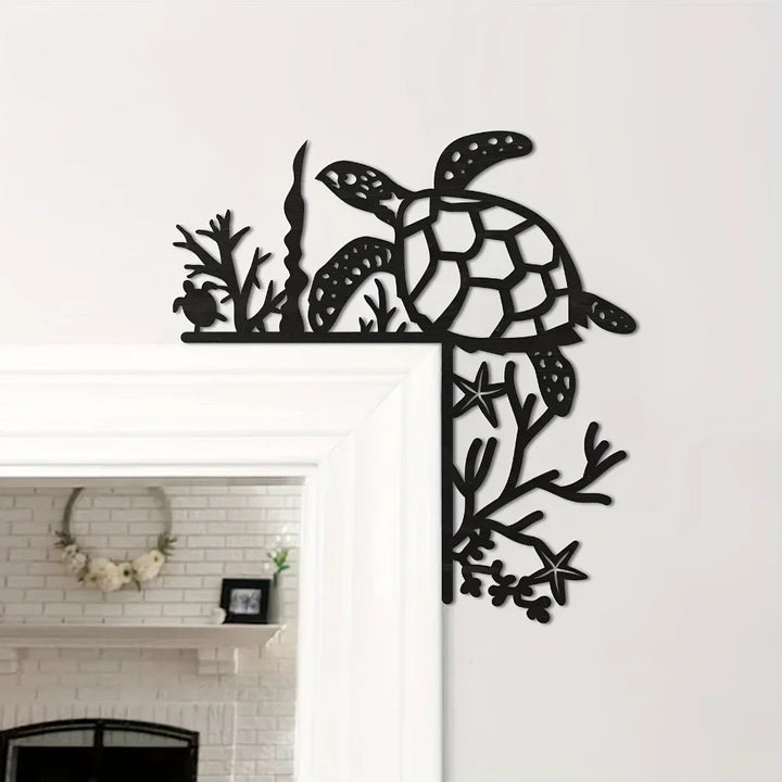 Black Metal Marine Animal Door Frame Decor Nautical Wall Art