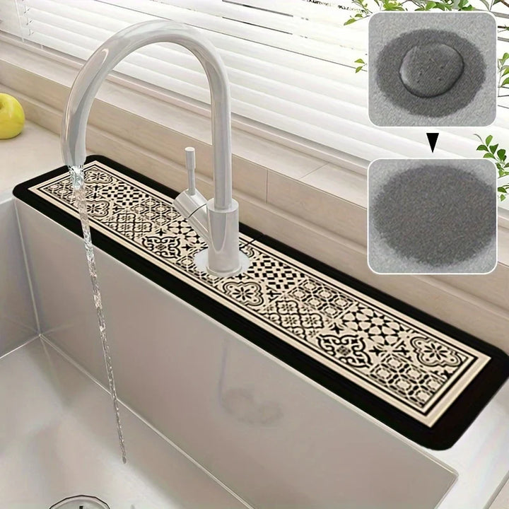 Retro Sink Splash Proof Faucet Mat Absorbent Waterproof Kitchen Bathroom