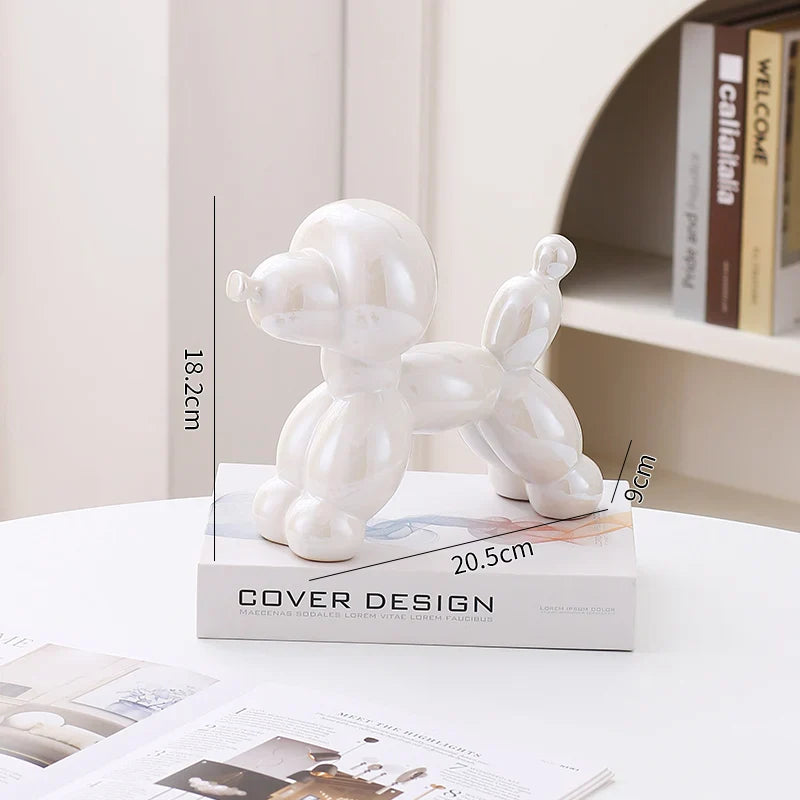 Ceramic Dog Figurine Nordic Animal Sculpture Home Office Decor