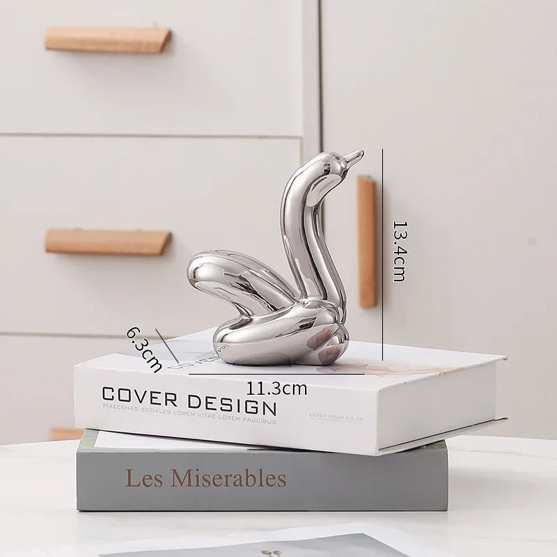 Nordic Ceramic Swan Sculpture Elegant Animal Figurine Home Decor