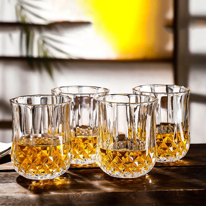 Dlight Decor 4pc Diamond Cut Glass Set 215ml Clear