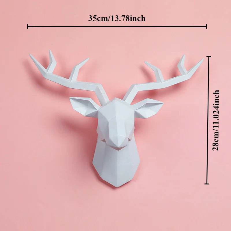 Decorative Resin Elk Head Wall Mount Animal Hook Home Decor