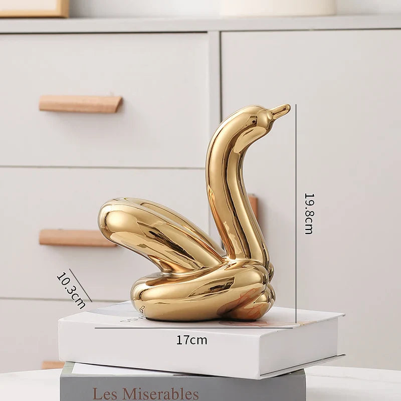 Nordic Ceramic Swan Sculpture Elegant Animal Figurine Home Decor