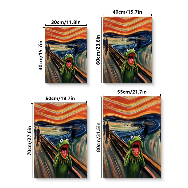 Modern Abstract Screaming Frog Canvas Wall Art Home Decor