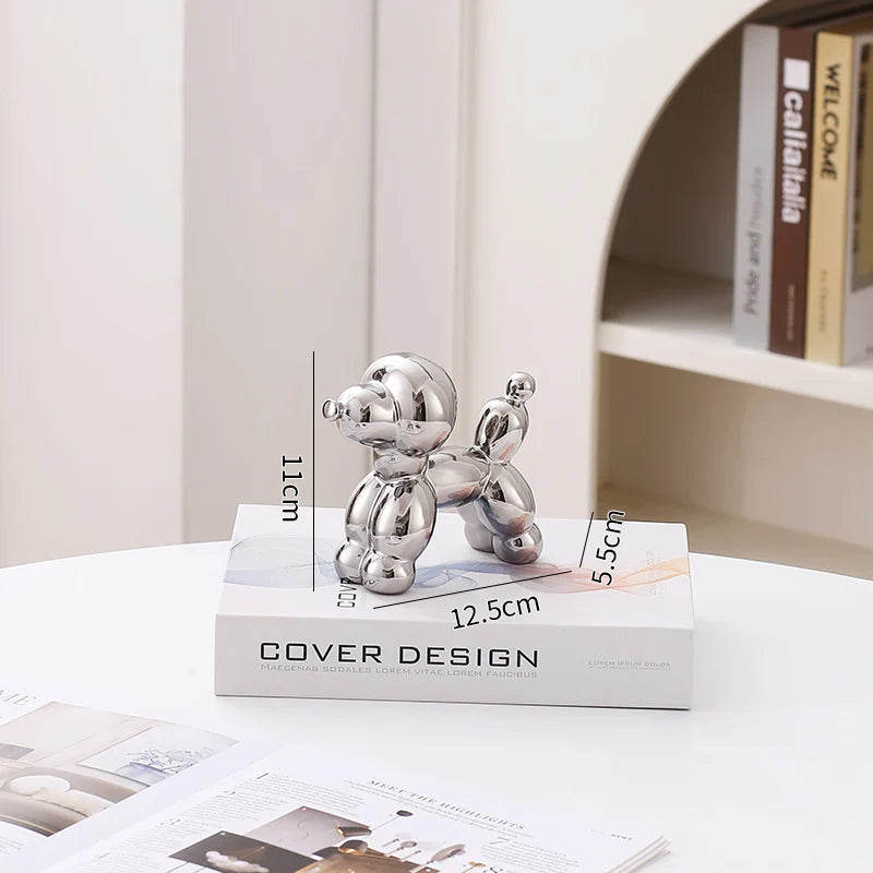 Ceramic Dog Figurine Nordic Animal Sculpture Home Office Decor